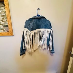 Jean Jacket with fringe!!
